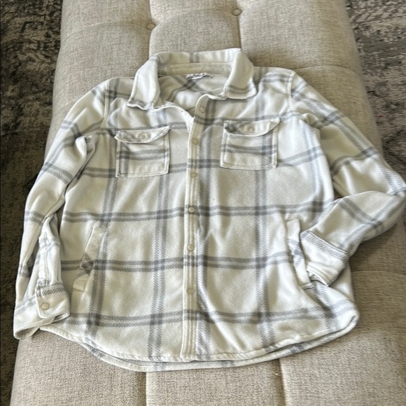 O’Neal WOMENS SNAPS UP FRONT SOFT FLEESE  WHITE AND GRAY STRIPES SIZE S - Picture 3 of 12